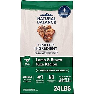 [SnS, AC] $32.84 | 24-Pound Natural Balance Limited Ingredient Adult Dry Dog Food (Lamb & Brown Rice Recipe) at Amazon