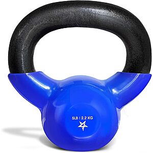 Yes4All Kettlebell, 5 lb Vinyl Coated Cast Iron Strength Training Kettlebells for Home Gym Exercises, Heavy Weights Gym $12.03
