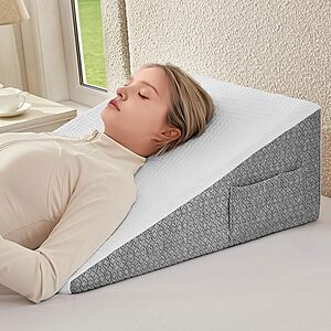24" x 24" x 10" Nordjager Anti-Slip Memory Foam Bed Wedge Pillow w/ Removable Washable Cover & Side Pockets (Grey & White) $19.99 + Free Shipping w/ Prime or on $35+