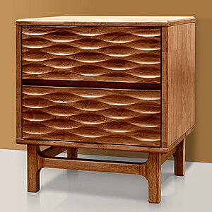 Acacia Elara Solid Wood Carved Wood Grain 2-Drawer Nightstand/End Table (Natural Oak) $165.81 + Free Shipping