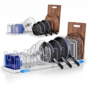 Seasky Expandable Pots, Pans & Lid Organizer w/ 12 Dividers (White) $16.49 + Free Shipping w/ Prime or on $35+
