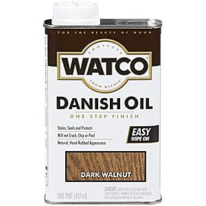 $7.89 | Watco Dark Walnut Danish Oil Wood Finish at Amazon