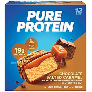 12 ct, Pure Protein Chocolate Salted Caramel Protein Bars, 20g Protein, $12.82, Amazon