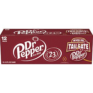 Dr Pepper Soda, 12 fl oz cans, 12 pack $6