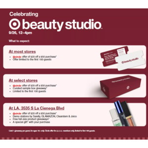 Target Beauty Event: 9/26 $20 off $50 Circle offer