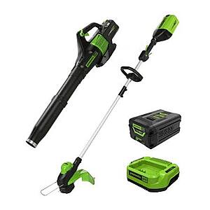 Greenworks 60V 13" Cordless Battery String Trimmer & 540 CFM Leaf Blower Combo Kit w/ 4.0Ah Battery & Charger  + Free S/H $170