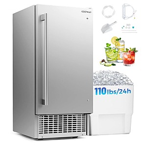 Costway 15" Under-Counter Commercial Ice Maker w/ 110-Lb/24H Cube Ice Production & 25-Lb Storage (Silver) $395.99 + Free Shipping