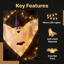 Hanging Lighted Ghost with Wizard Hat $11.99