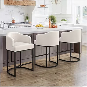 3-Pack Crystal 26" Counter Height Fabric Upholstered Bar Stools w/ Black Metal Frame (Linen) $118.39 + Free Shipping