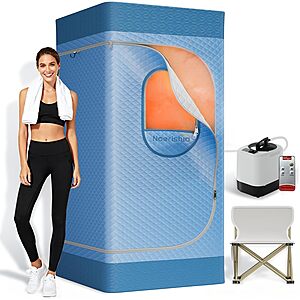 32"x32"x71" Portable Home Steam Sauna Tent w/ 1200W 3L Steamer, Folding Chair & 99-Min Timer (Light Blue) $69.99 + Free Shipping