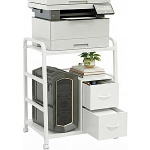 Printer Stand w/ 2-Drawer Fabric Storage & PC Tower Compartment $22.99 + Free Shipping w/ Prime or on $35+