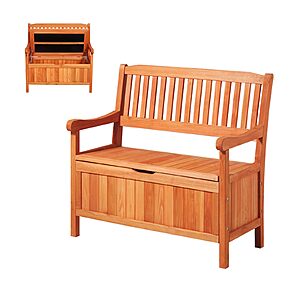 $82.45: VEVOR 2-Person Wooden Outdoor Storage Bench, 33 Gallons Deck Box with Side Handle at Amazon