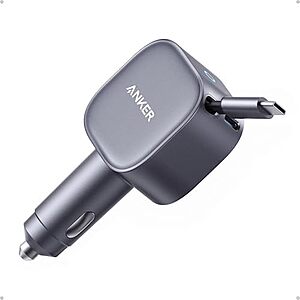 $16.88* | Anker Nano 75W Car Charger w/ Retractable USB-C Cable (Gray) at Amazon