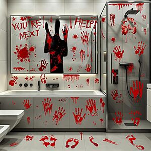 67-Count Traplace Bloody Halloween Window & Floor Clings $2.99 + Free Shipping w/ Prime or on $35+