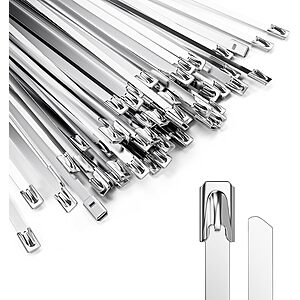 100-Count 11.8" 304 Stainless Steel Metal Zip Ties $5.99 + Free Shipping w/ Prime or on $35+