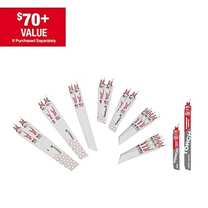 Milwaukee SAWZALL Metal Cutting Bi-Metal Reciprocating Saw Blade Set (16-Piece) with 2 Carbide Blades $25