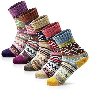 [AC] $5.99* | 5-Pairs FYC Women's Wool Blend Cozy Crew Socks at Amazon