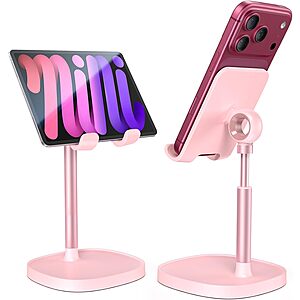 LISEN Adjustable Cell Phone Stand (Pink, for Phones & Tablets 4-10") $6.99 + Free Shipping w/ Prime or on $35+