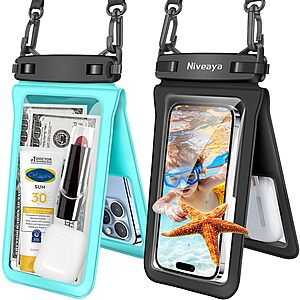 2-Count Niveaya 8.3" IPX8 Waterproof Phone Pouches w/ Adjustable Lanyards (Select Colors) $6.99 ($3.50 each) + Free Shipping w/ Prime or on $35+