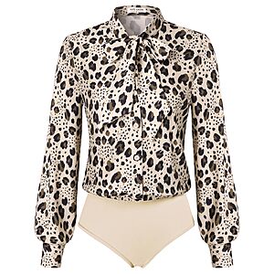 Business Casual Tops Bow Tie Shirt Long Sleeve Blouse $12.85