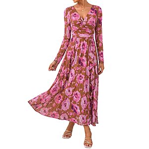 GRACE KARIN Long Sleeve Floral Maxi Formal Wedding Guest Dress $18.55