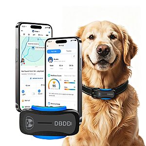 GPS Dog Tracker with Subscription,Virtual Fence & Health Monitor, IP67 $24.99