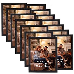 Giftgarden 8x10 Picture Frames Set of 15, Black Wooden Photo Frame for Wall or Tabletop Display, Engineered Wood with Shatter-Resistant Plexiglass $15.99