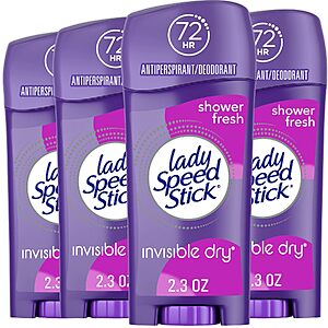 4-Pack 2.3-Oz Lady Speed Stick Invisible Dry Antiperspirant Deodorant (Shower Fresh) $6.25 w/ S&S + Free Shipping w/ Prime or on $35+
