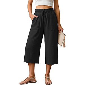 Lepunuo Women's High-Waisted Wide Leg Capri Pants w/ Pockets (Various) $6.99 + Free Shipping w/ Prime or on $35+