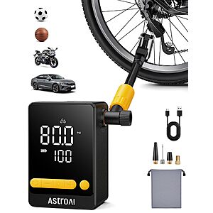 AstroAI Mini Portable Tire Inflator Air Compressor w/ Auto Shutoff & LED Flashlight $15.99 + Free Shipping w/ Prime or on $35+