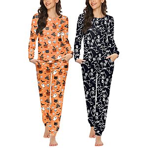 2-Pack 2-Pc Ekouaer Women's Long-Sleeve Crew Neck Top & Jogger Pajama Set (various) $19.99 + Free Shipping w/ Prime or on $35+
