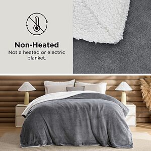 50"x60" Bedsure GentleSoft Reversible Sherpa Fleece Throw Blanket (Grey) $10.79 + Free Shipping w/ Prime or on $35+