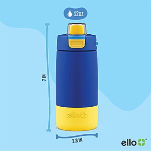 Ello Kids Colby 12oz Insulated Stainless Water Bottle with Straw, Blue $14.23