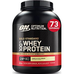 Optimum Nutrition Gold Standard Whey Protein Powder, Vanilla Ice Cream, 5LB $96.28