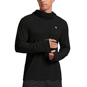 PINSPARK Men's UPF 50+ Fishing Hoodie with Mask UV Rash Guard Sun Shirts $7.99