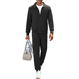 2-Piece COOFANDY Men's Full-Zip Athletic Tracksuit Jacket & Jogger Pants Set (S-XXL, Various Colors) from $17.99 + Free Shipping w/ Prime or on $35+