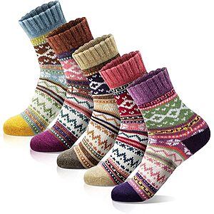 5-Pack MORECOO Women's Thick Wool Soft Warm Cozy Crew Socks (A-multi Color 4) $4.99 + Free Shipping w/ Prime or on $35+