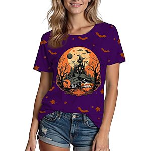 Women's Xlievo Halloween Graphic T-Shirt (Sm - XXL, Various Colors & Graphics) $7.00 + Free Shipping w/ Prime or on $35+