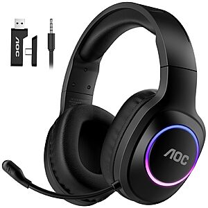 AOC Wireless Gaming Headset for PS5, PS4, Nintendo Switch, PC- Black $39.98