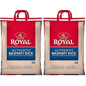[S&S] Authentic Royal Basmati White Rice, 15 lbs (Pack of 2) $19.67