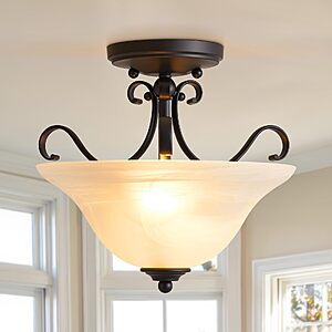 12" Luvkczc Retro Semi Flush Mount Ceiling Light Fixture $21.59 + Free Shipping w/ Prime or on $35+