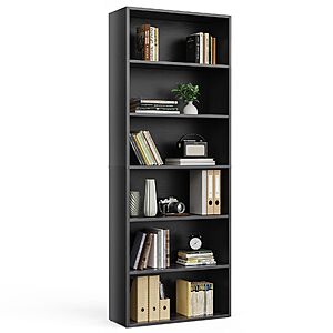 6-Tier 63" DUMOS Open Freestanding Wood Book Case / Display Shelf (Modern Black) $55.97 + Free Shipping