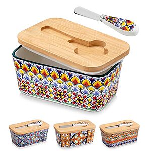 6.5" Vancasso Ceramic Butter Dish w/ Bamboo Lid & Butter Knife (4 colors) $13.50 + Free Shipping w/ Prime or on $35+