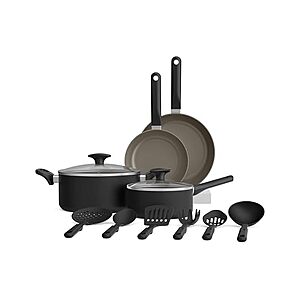 BELLA 12 Piece Cookware SetCeramic Nonstick Coating​, Dishwasher & Oven Safe $24.99