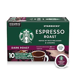 Starbucks K-Cup Coffee Pods, Espresso Roast, 10 Count $9.99
