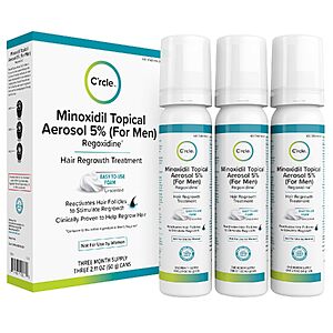 3-Pack 2.11-Oz C'rcle 5% Minoxidil Hair Regrowth Foam for Men $25.17 w/ S&S + Free Shipping w/ Prime or on $35+