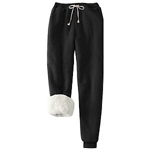 PEHMEA Womens Sherpa Lined Sweatpants Winter Warm Fleece Pockets Joggers $12.34