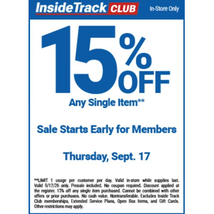 Upcoming 9/17, Harbor Freight ITC members, 15% off any item, 30% off item under $10, non-ITC may follow after ITC early access