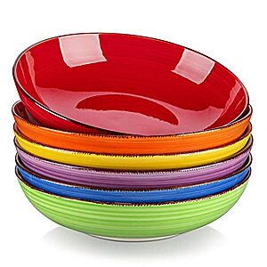 [Prime] 6-Pc 38-Oz vancasso Bonita Shallow Ceramic Pasta Bowls (Warm Colors) $20.39 + Free Shipping