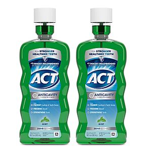 $4.35 S&S Clip Q ACT Anticavity Fluoride Mouthwash, Mint Flavor, 18 fl. oz., 2-Pack